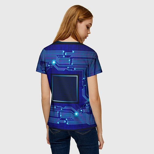 Женская футболка Технический синий паттерн / 3D-принт – фото 4