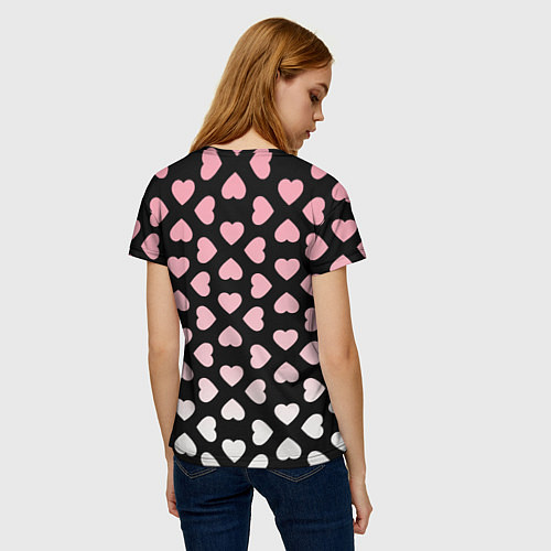 Женская футболка Розовый единорог с сердечками / 3D-принт – фото 4