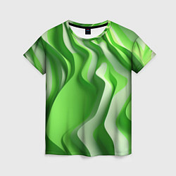 Женская футболка Зеленые объемные полосы