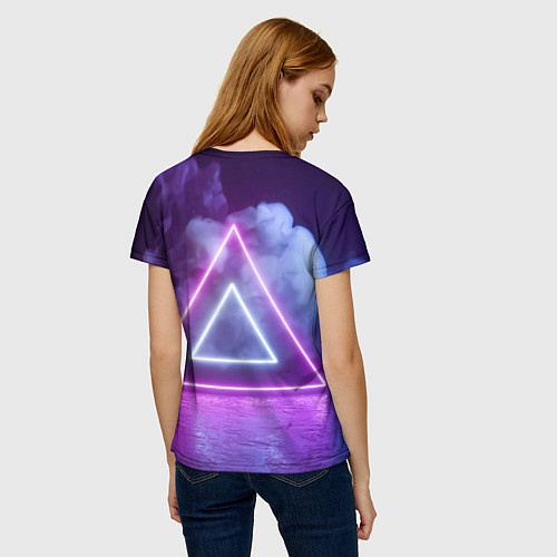 Женская футболка Неоновый треугольник в неоновом дыму / 3D-принт – фото 4