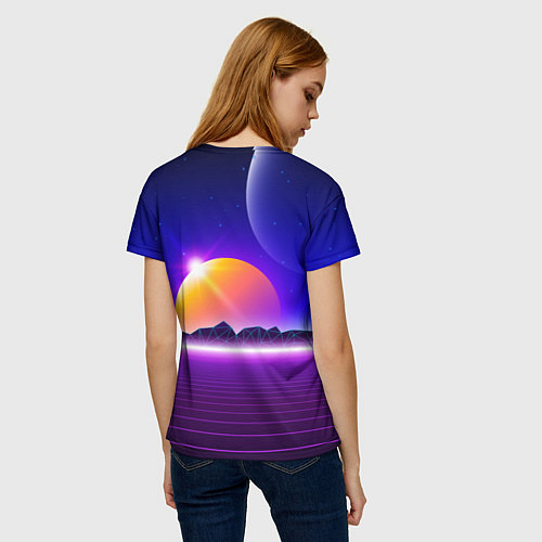 Женская футболка Mountains - sun - space - vaporwave / 3D-принт – фото 4