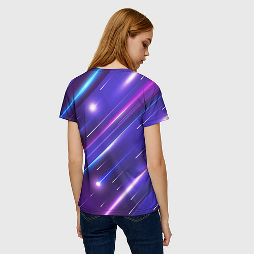Женская футболка Неоновый звездопад - полосы / 3D-принт – фото 4