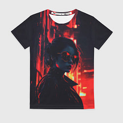 Женская футболка Девушка прячущаяся в тенях