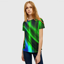 Футболка женская Зеленая зеркальная абстракция, цвет: 3D-принт — фото 2