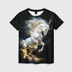Футболка женская Конь Белая молния, цвет: 3D-принт