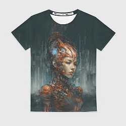 Женская футболка Роботизированная девушка-киборг