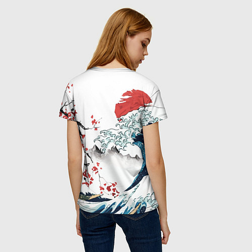 Женская футболка Хокусай большая волна в Канагаве - пародия укиё / 3D-принт – фото 4