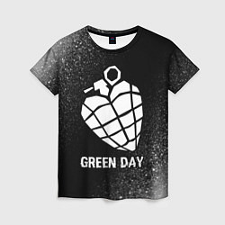 Женская футболка Green Day glitch на темном фоне