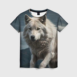 Женская футболка Белый волк вожак стаи