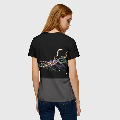 Женская футболка Бэха в ночном неоновом городе / 3D-принт – фото 4