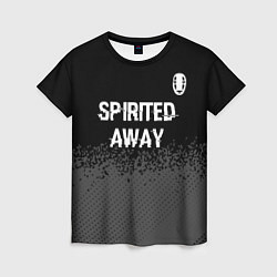 Женская футболка Spirited Away glitch на темном фоне: символ сверху