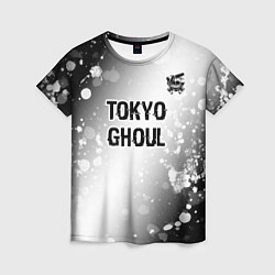 Женская футболка Tokyo Ghoul glitch на светлом фоне: символ сверху