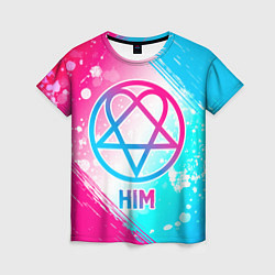 Женская футболка HIM neon gradient style