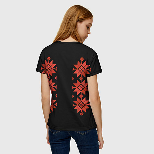 Женская футболка Удмуртский - вертикаль black 2 / 3D-принт – фото 4