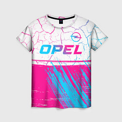 Женская футболка Opel neon gradient style: символ сверху