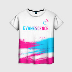 Женская футболка Evanescence neon gradient style: символ сверху