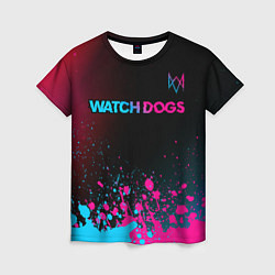 Женская футболка Watch Dogs - neon gradient: символ сверху