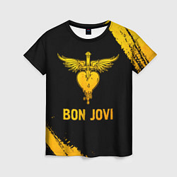 Женская футболка Bon Jovi - gold gradient