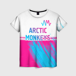 Женская футболка Arctic Monkeys neon gradient style: символ сверху