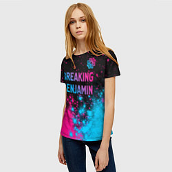 Футболка женская Breaking Benjamin - neon gradient: символ сверху, цвет: 3D-принт — фото 2