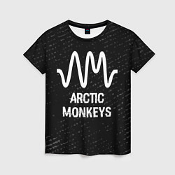 Женская футболка Arctic Monkeys glitch на темном фоне
