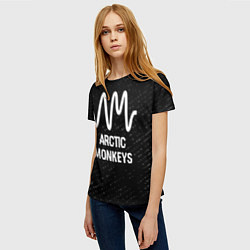 Футболка женская Arctic Monkeys glitch на темном фоне, цвет: 3D-принт — фото 2