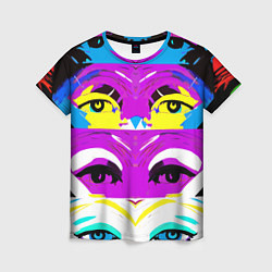 Женская футболка Eyes - pop art - neural network