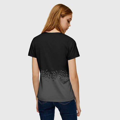 Женская футболка Hitman glitch на темном фоне: символ сверху / 3D-принт – фото 4