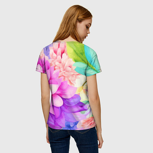 Женская футболка Ежик в цветах / 3D-принт – фото 4