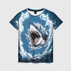 Женская футболка Морда акулы в воде
