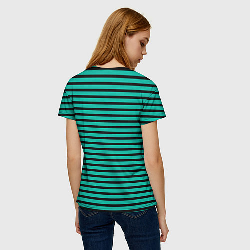 Женская футболка Зелёный в чёрную полоску / 3D-принт – фото 4