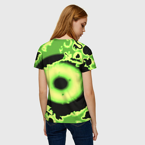 Женская футболка Черный клевер кислотный / 3D-принт – фото 4