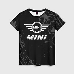 Женская футболка Mini speed на темном фоне со следами шин