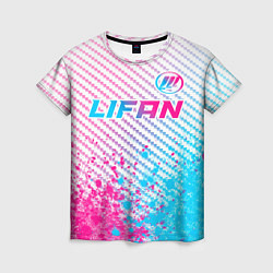 Женская футболка Lifan neon gradient style: символ сверху