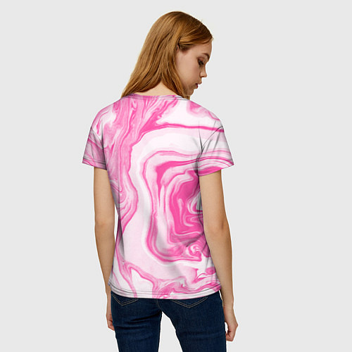 Женская футболка I am kenough - розовые разводы краски / 3D-принт – фото 4