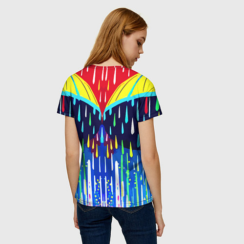 Женская футболка Два зонтика под дождём - нейросеть / 3D-принт – фото 4