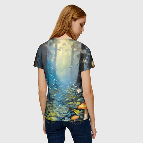 Женская футболка Олененок в волшебном лесу / 3D-принт – фото 4
