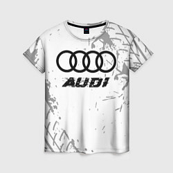Женская футболка Audi speed на светлом фоне со следами шин