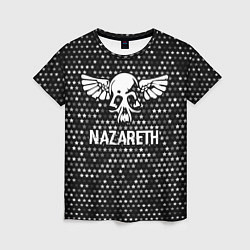 Женская футболка Nazareth glitch на темном фоне