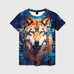 Женская футболка Волк - индеец