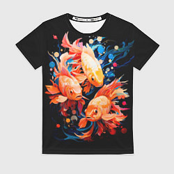 Футболка женская Золотые бойцовые рыбки, цвет: 3D-принт