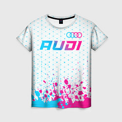 Футболка женская Audi neon gradient style: символ сверху, цвет: 3D-принт