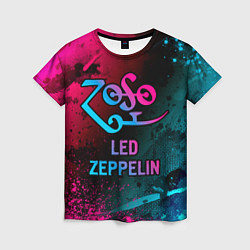 Женская футболка Led Zeppelin - neon gradient
