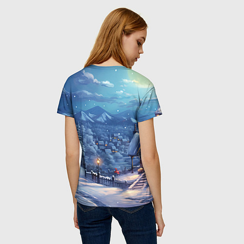 Женская футболка Предновогоняя ночь / 3D-принт – фото 4