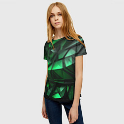 Футболка женская Green abstract, цвет: 3D-принт — фото 2