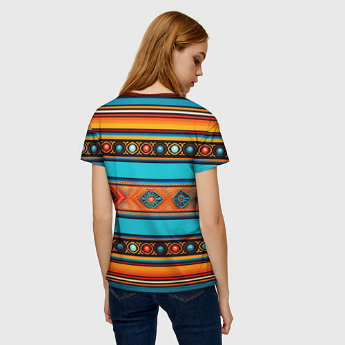 Женская футболка Этнический принт в горизонтальную полоску / 3D-принт – фото 4