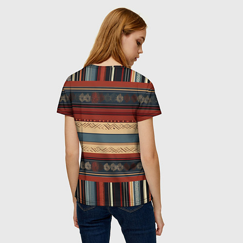 Женская футболка Этнический принт в полоску / 3D-принт – фото 4