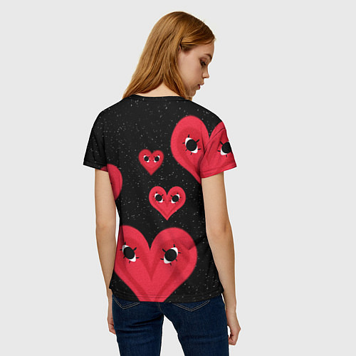Женская футболка Космические сердца / 3D-принт – фото 4