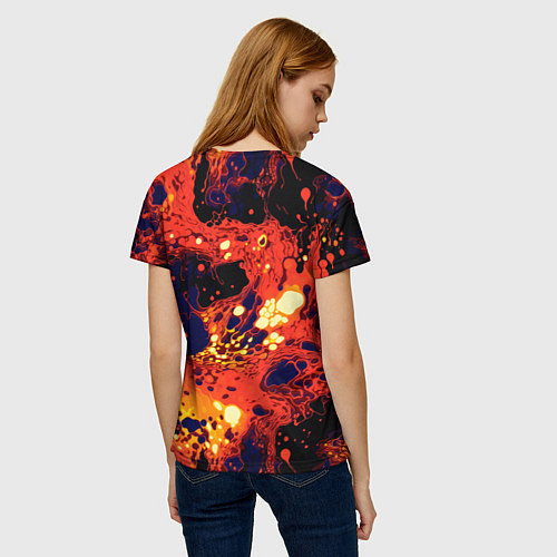 Женская футболка Огненная вулканическая лава / 3D-принт – фото 4