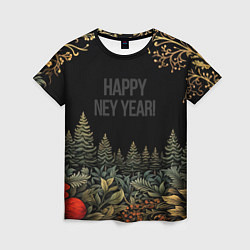 Женская футболка Happy new year black style